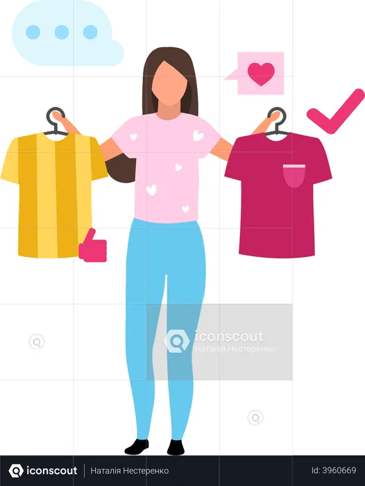 Girl buying t shirt  Illustration