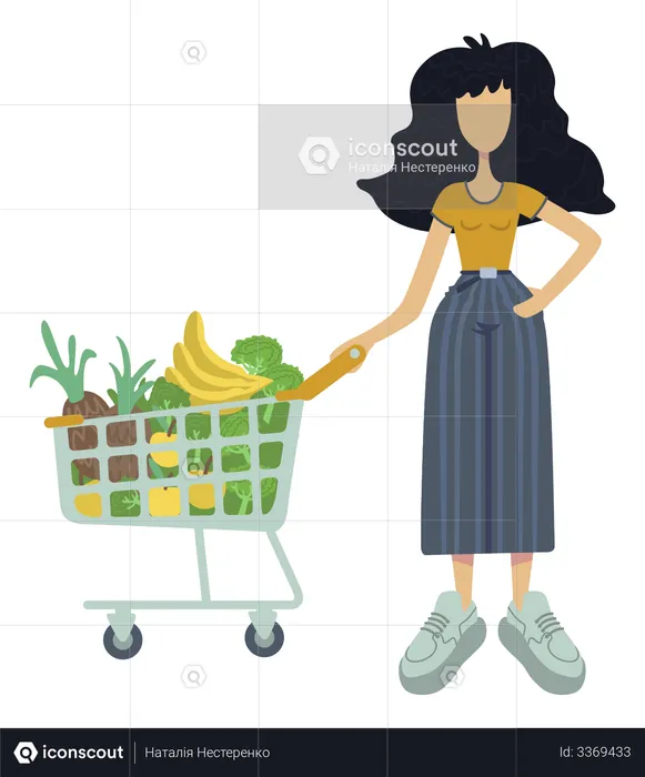 Girl buying vegetable for meal  Illustration