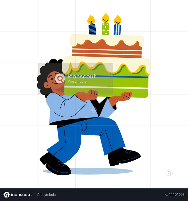 Girl carrying cake  Illustration