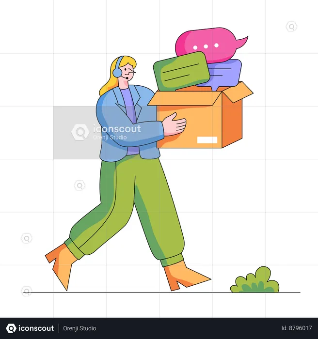 Girl carrying Customer Feedback  Illustration