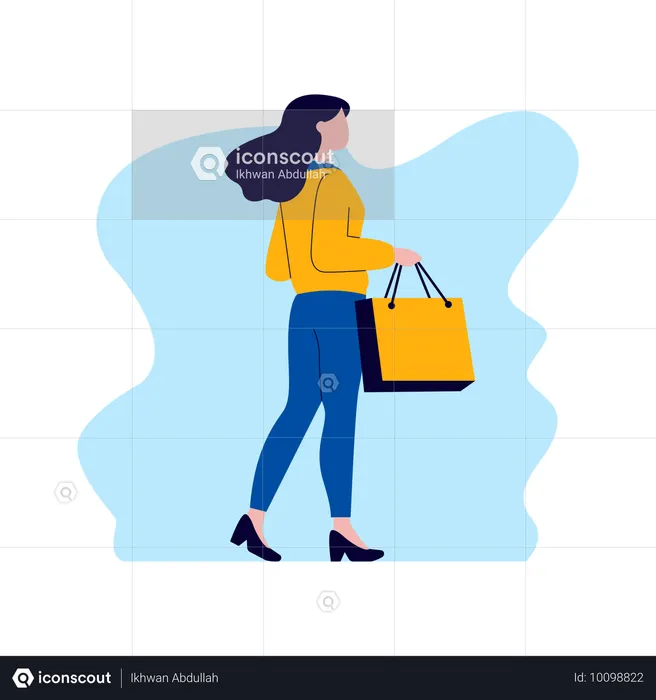 Girl carrying shopping bag  Illustration