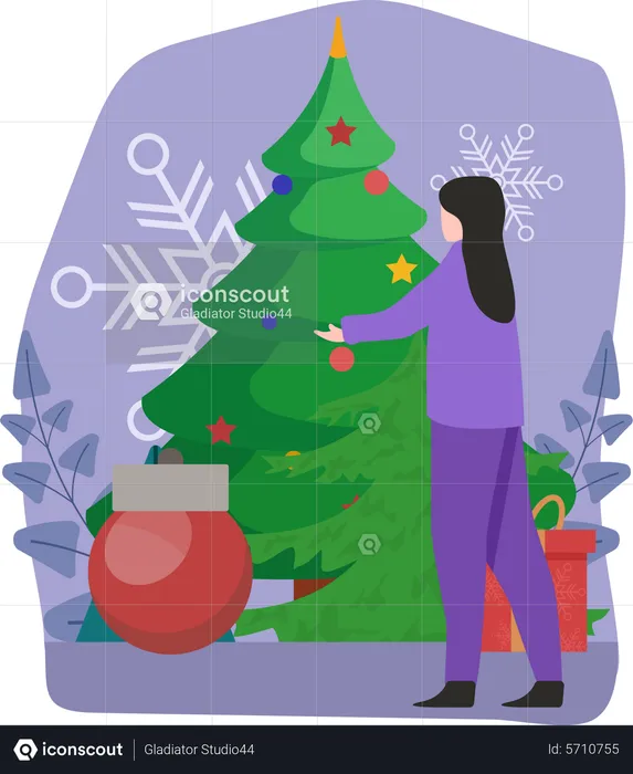 Girl celebrate christmas  Illustration