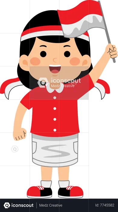 Girl celebrate Indonesia Independence Day  Illustration