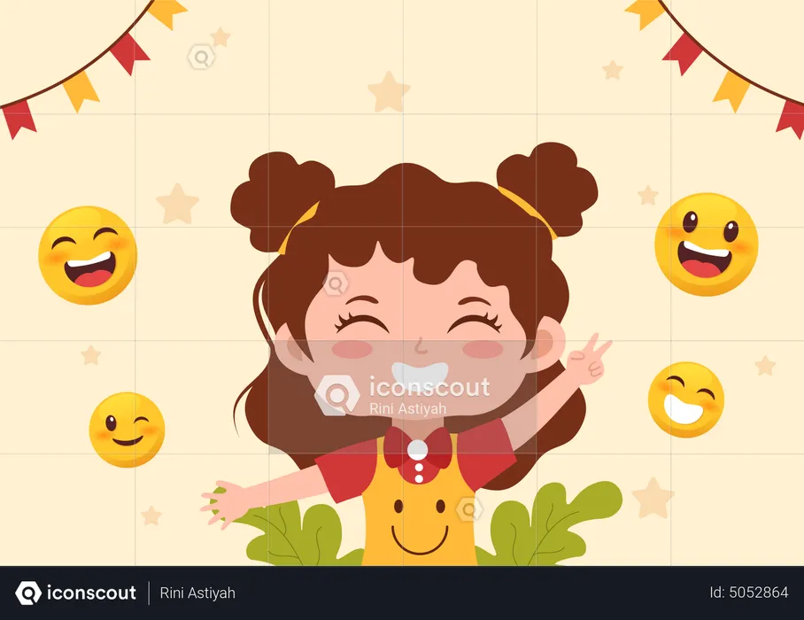 Girl celebrate world smile day  Illustration