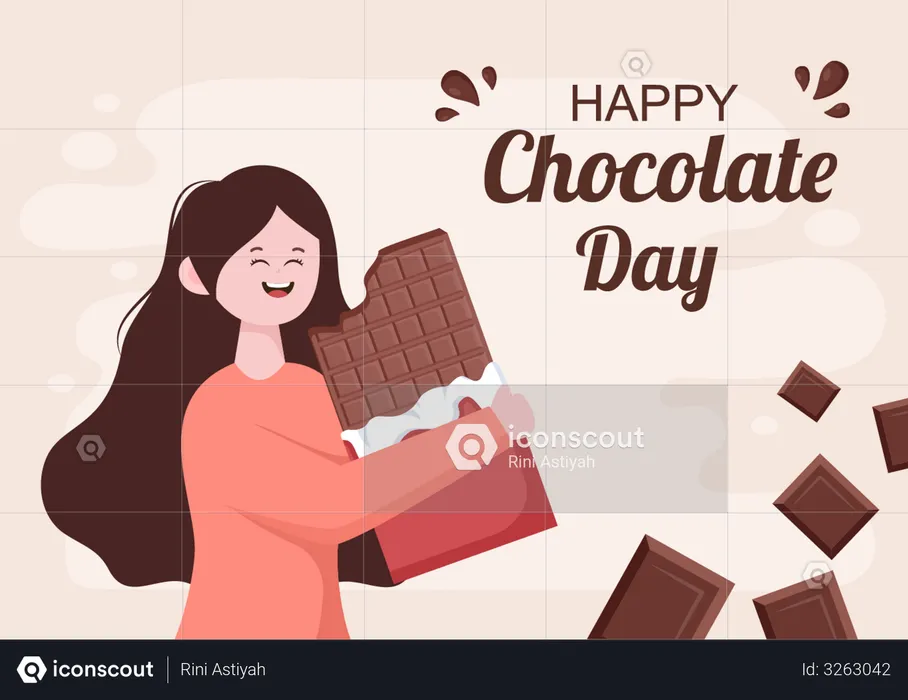 Girl celebrating chocolate day  Illustration