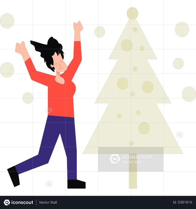 Girl celebrating Christmas  Illustration