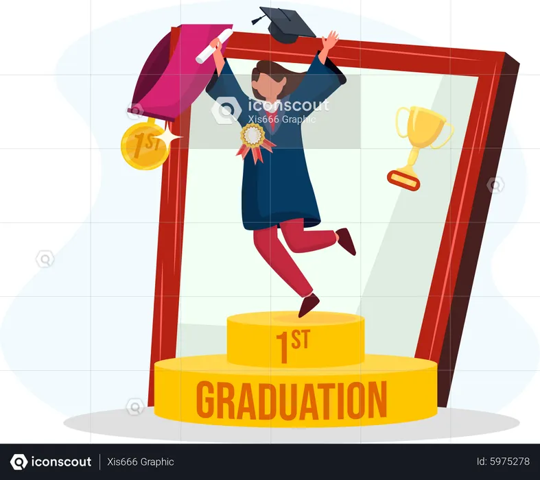 Girl celebrating graduation  Illustration