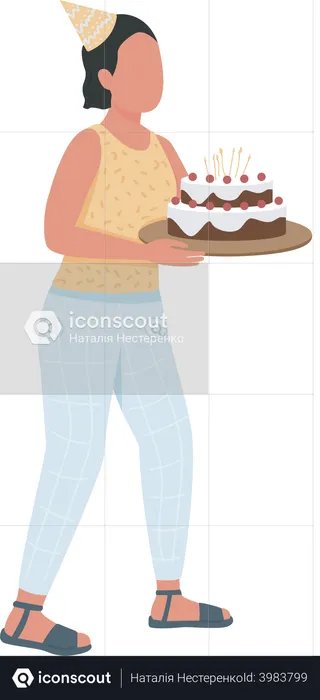 Girl celebrating her birthday  Illustration