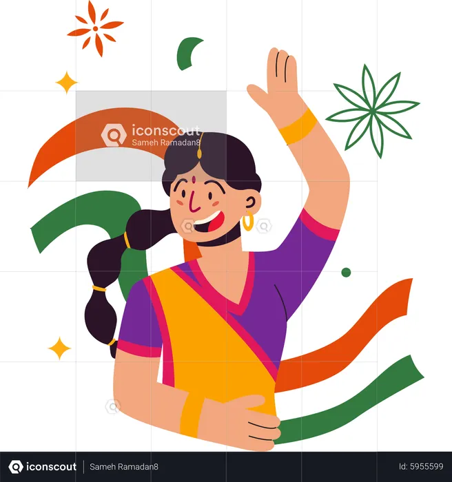 Girl celebrating Indian republic day  Illustration