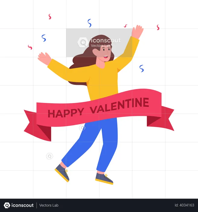 Girl celebrating Valentine's day  Illustration