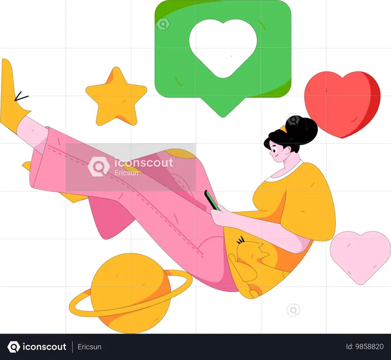 Girl celebrating Valentines Day  Illustration