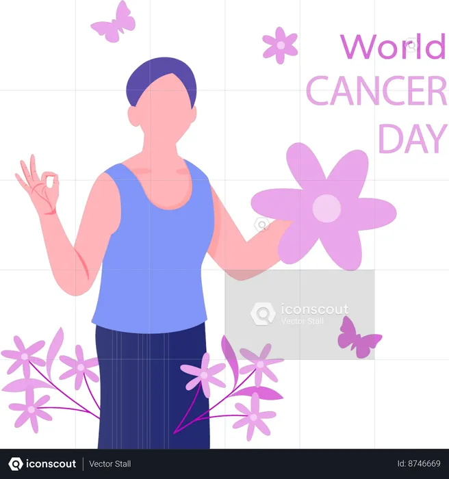 Girl celebrating world cancer day  Illustration