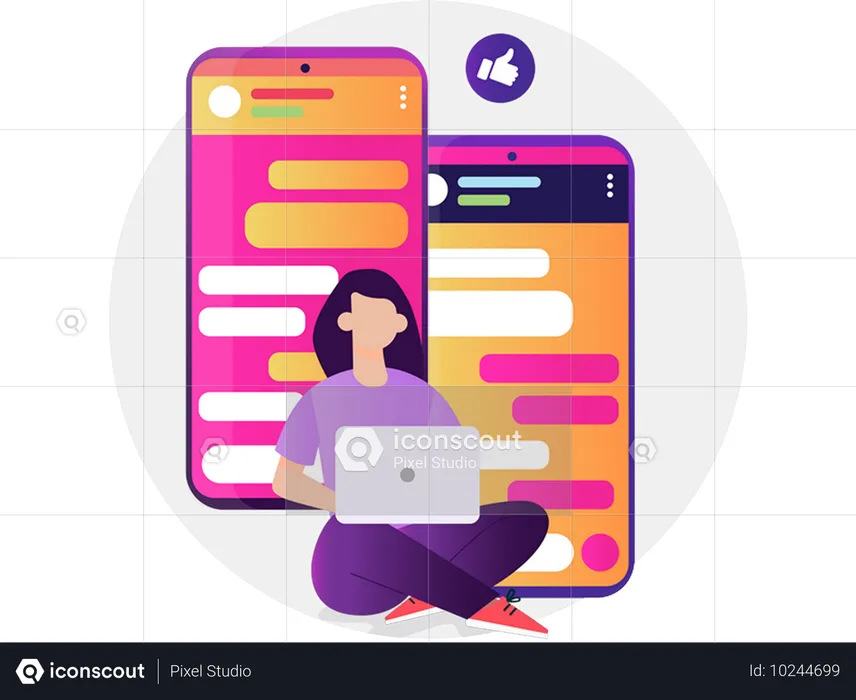 Girl chatting on mobile app  Illustration