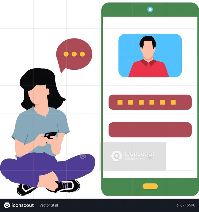 Girl chatting on mobile  Illustration