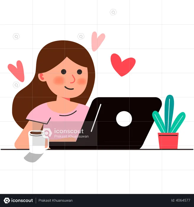 Girl chatting on online dating app  Illustration