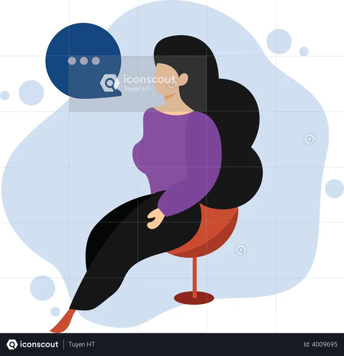 Girl chatting on social media  Illustration