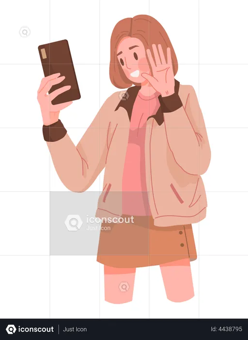 Girl chatting on video call  Illustration