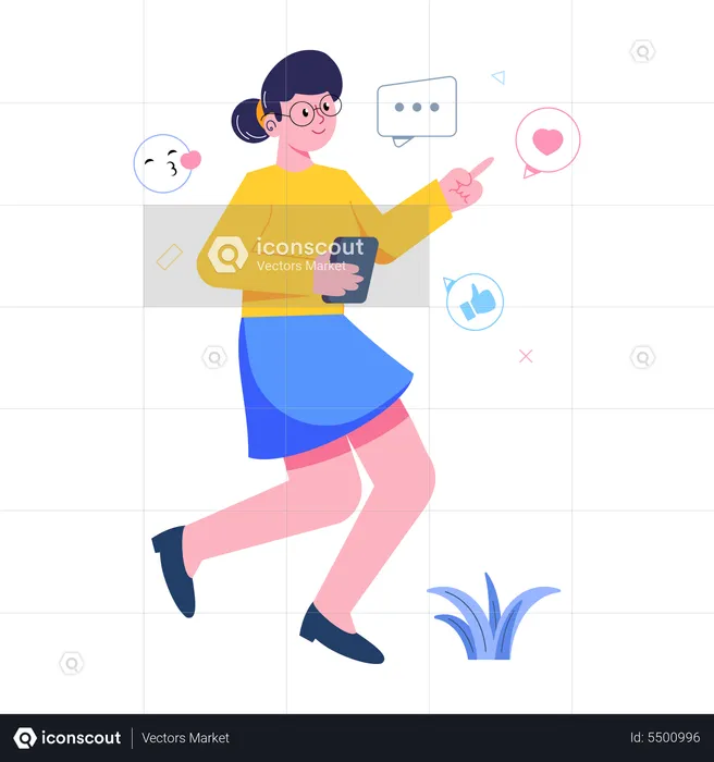 Girl chatting online  Illustration