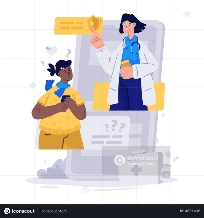 Girl chatting with doctor  Illustration