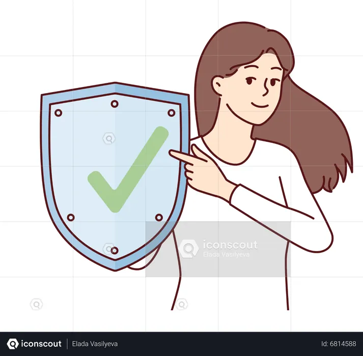 Girl check shield security  Illustration