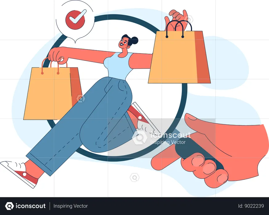 Girl check shopping quality  Illustration