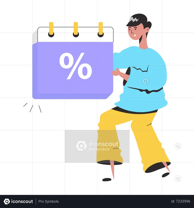 Girl checking Discount Date  Illustration