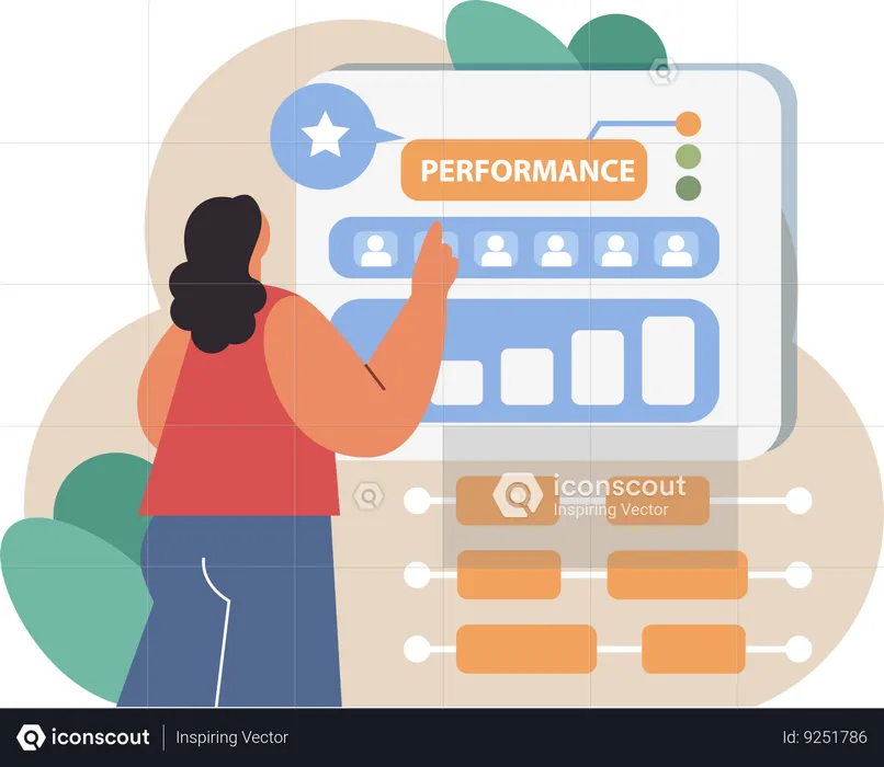 Girl checking employee performance  Illustration