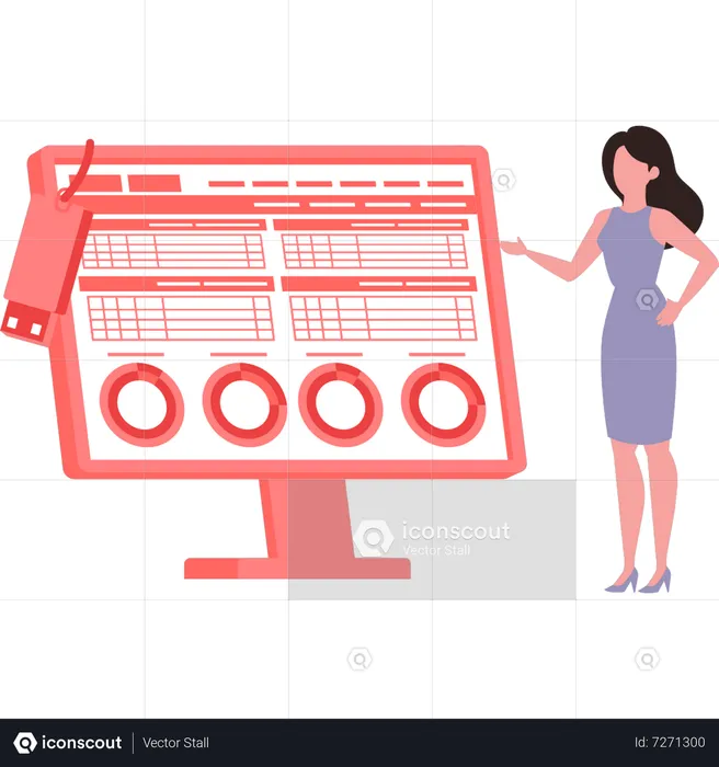 Girl checking for system updates  Illustration