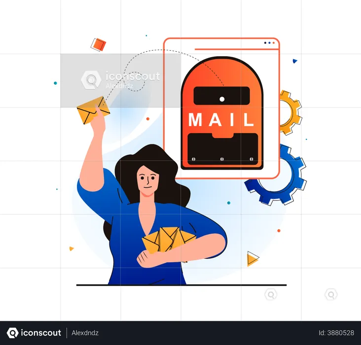 Girl checking mails  Illustration