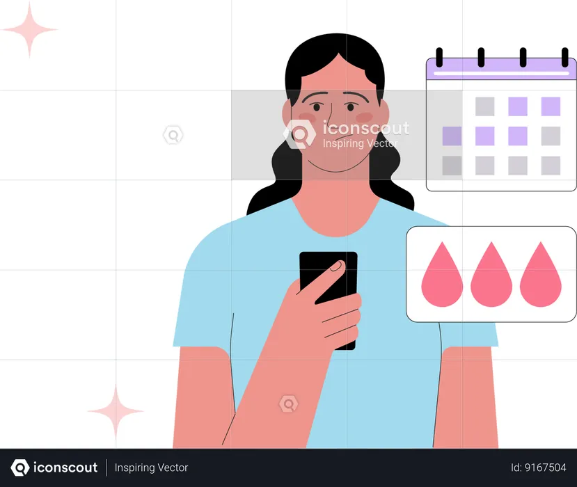 Girl checking periods in application  Illustration