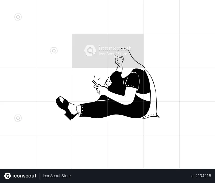 Girl checking phone during free time  Illustration