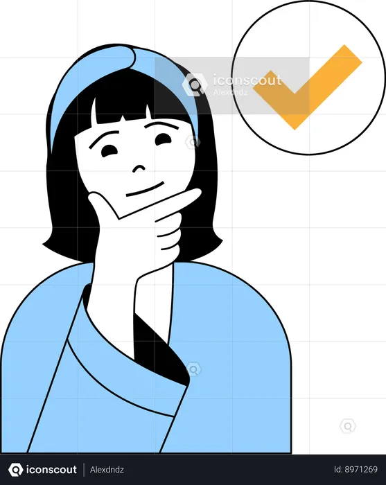 Girl checking plan  Illustration