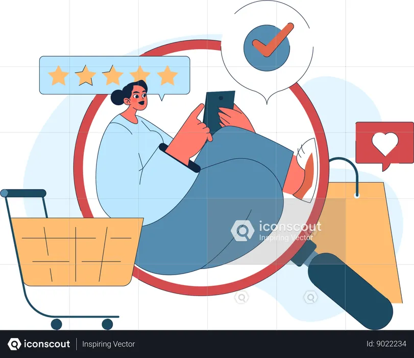 Girl checking shopping review  Illustration