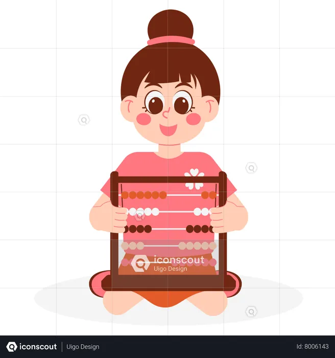 Girl child doing Counting Practice  Illustration