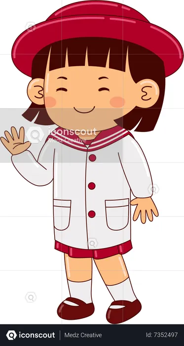 Girl Child In Uniform  Illustration