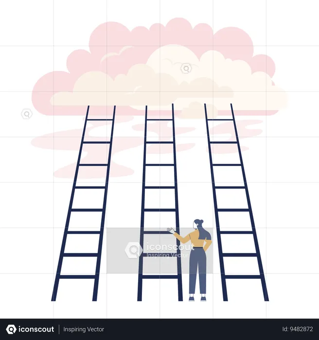 Girl choose ladder  Illustration