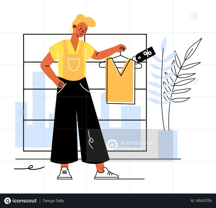 Girl Choosing Clothes  Illustration