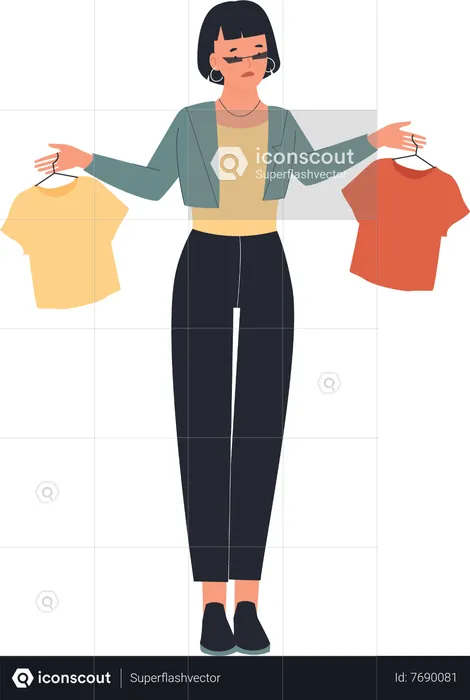 Girl choosing clothes  Illustration