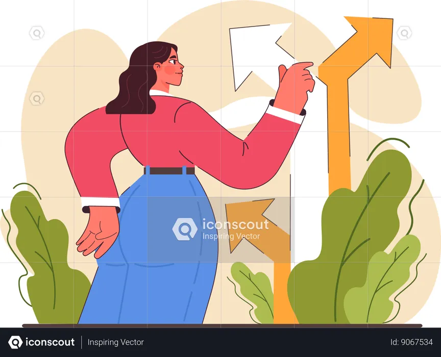 Girl choosing one direction  Illustration