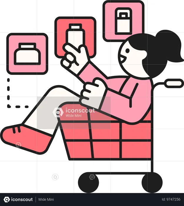 Girl choosing shopping item  Illustration