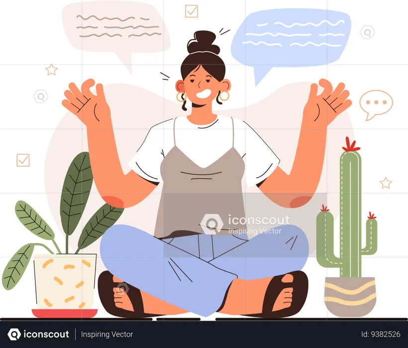 Girl clam while doing good communication  Illustration