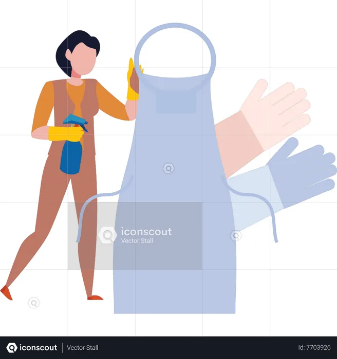 Girl cleaning apron  Illustration