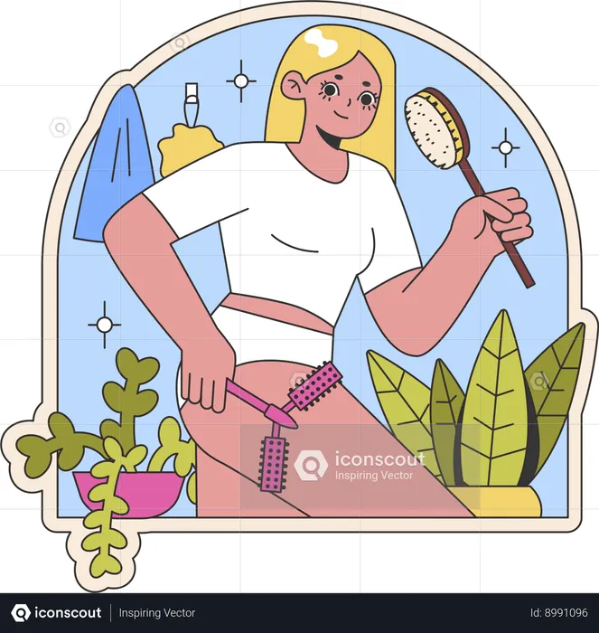 Girl cleaning body  Illustration