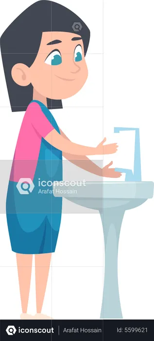 Girl cleaning hands  Illustration