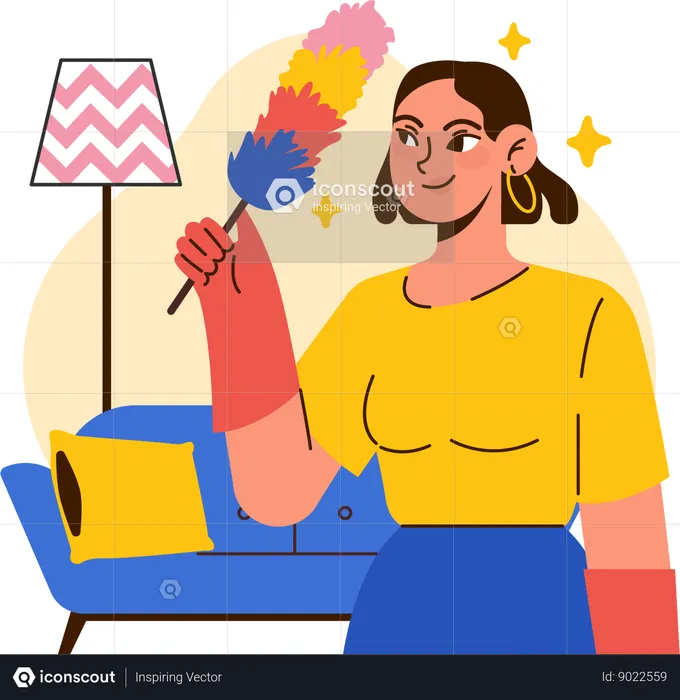 Girl cleaning home  Illustration
