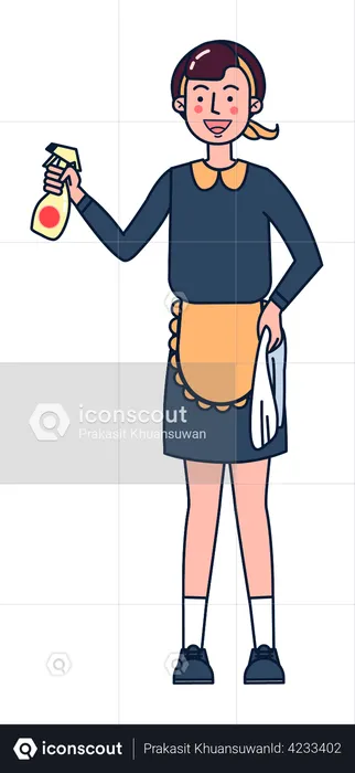 Girl cleaning the mirror  Illustration