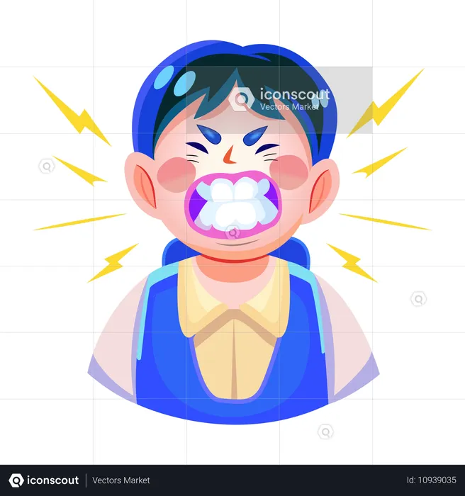 Girl clenched teeth with anger  Illustration