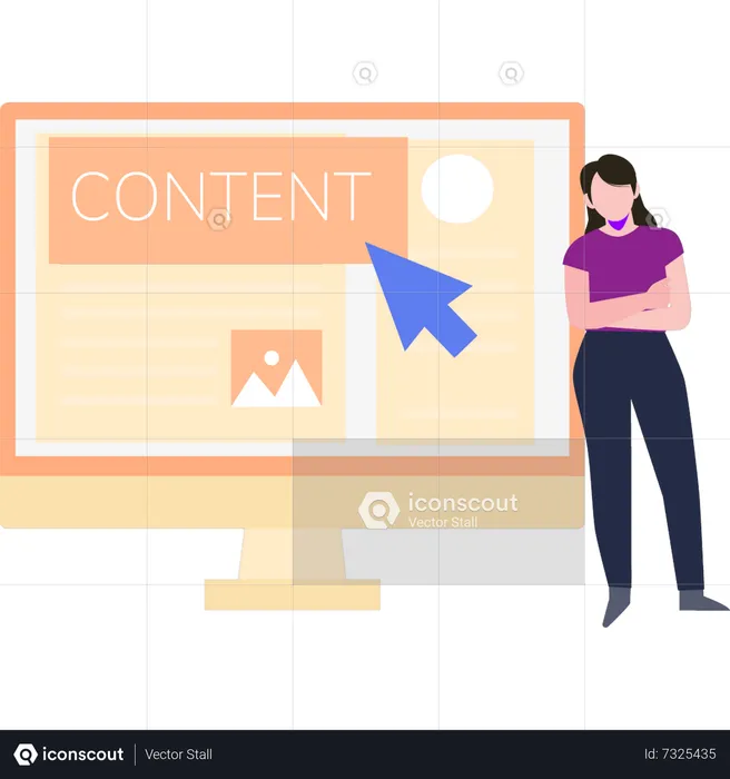 Girl clicking on content  Illustration