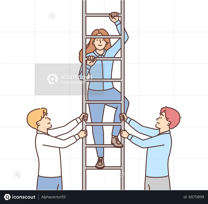 Girl climbing ladder  Illustration