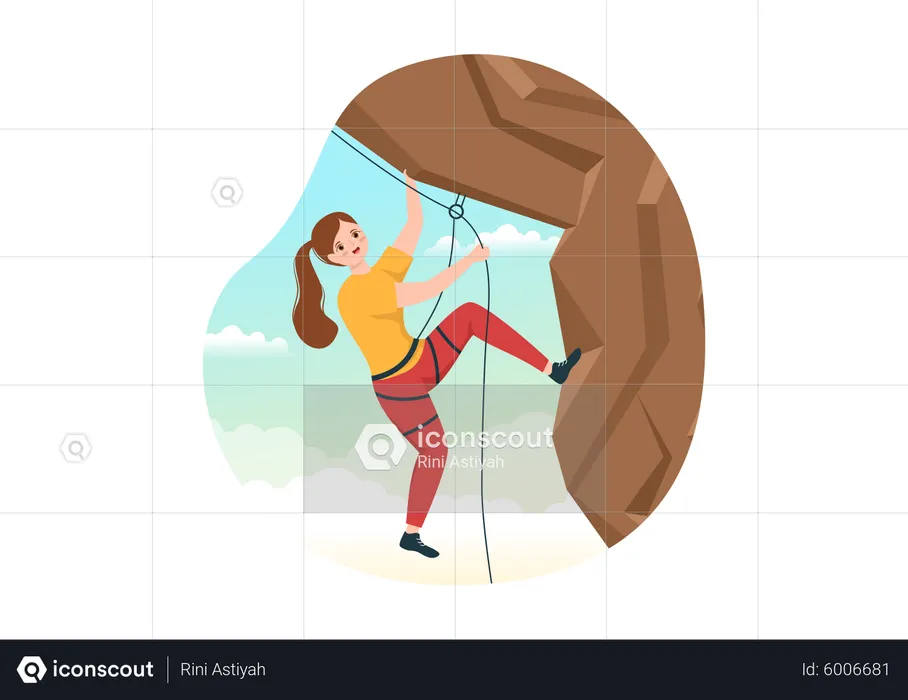 Girl Climbing Mountain Cliff Illustration - Free Download Sports ...